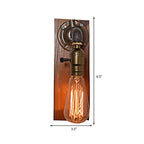 Open Bulb Living Room Wall Lamp Vintage Metal 1 Light Aged Brass Wall Light Lighting with Rectangular Backplate