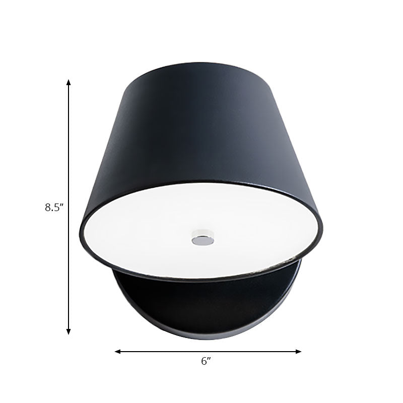 Pink/Yellow/Black Cone Wall Lamp Macaron 1 Light Metal Wall Light in White/Warm Light