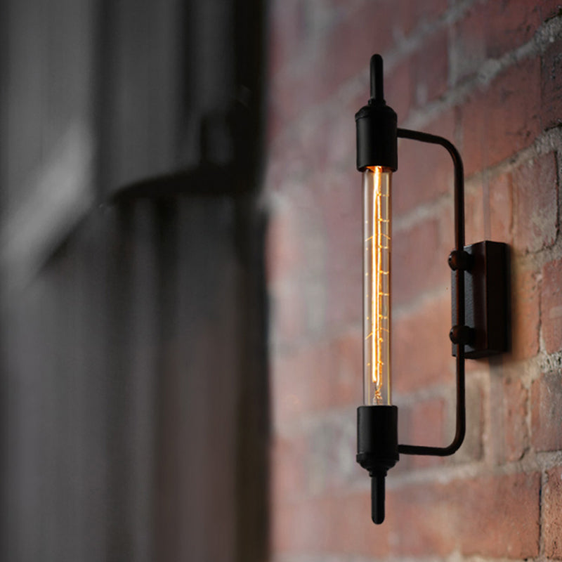 Metallic Linear Small Wall Lamp 1 Light Modern Stylish Wall Light in Black for the Front Door