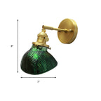 Rotatable Wall Light for Adults Bedroom Metal Single Light Green and Brass Wall Lamp