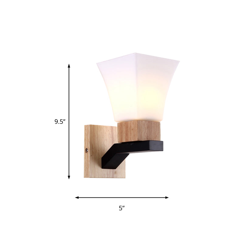 Modern White Wall Light Inverted Bell One Head Matte Glass Wall Lamp for Bedroom Dining Room