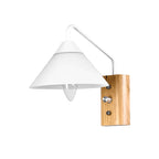 Milk glass conical wall lamp dining room corridor 1 light modern wall light with wooden base