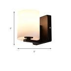 White Umbrella Wall Light with Black Base 1 Light Modern Style Milk Glass Wall Light for the Living Room