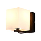 White Umbrella Wall Light with Black Base 1 Light Modern Style Milk Glass Wall Light for the Living Room