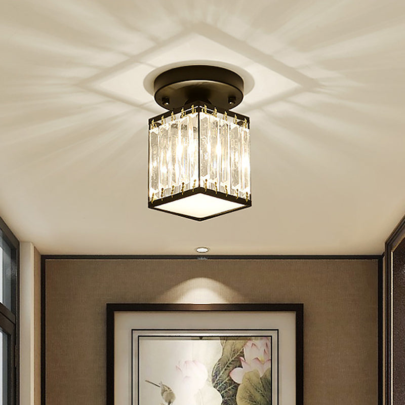CrystalLuxe – Black-Golden Crystal Ceiling Lamp