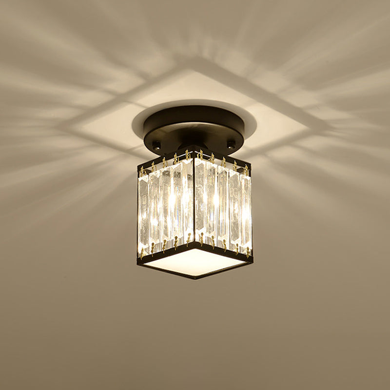 CrystalLuxe – Black-Golden Crystal Ceiling Lamp