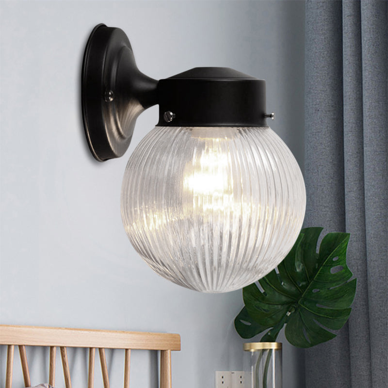 Prismatic Glass Global Wall Light Modern 1 Light Black/White Wall Mounted Lighting Fixture for Hall