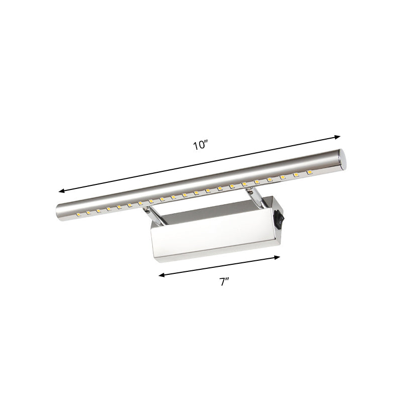 Modern Style Cylinder Vanity Wall Sconce Metallic 10"/16" W LED Bathroom Wall Light in Chrome, Warm-/White Light