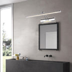 Nickel Finish Linear Wall Lamp Contemporary 16"/21.5" Width LED Metallic Makeup Lighting in White/Warm Light