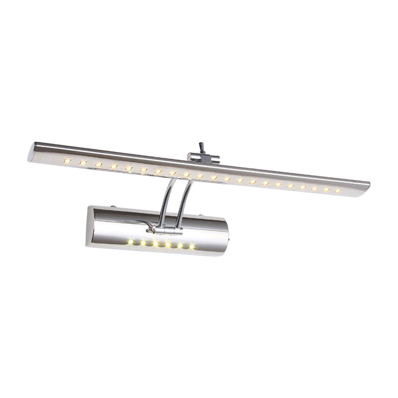 Nickel Finish Linear Wall Lamp Contemporary 16"/21.5" Width LED Metallic Makeup Lighting in White/Warm Light