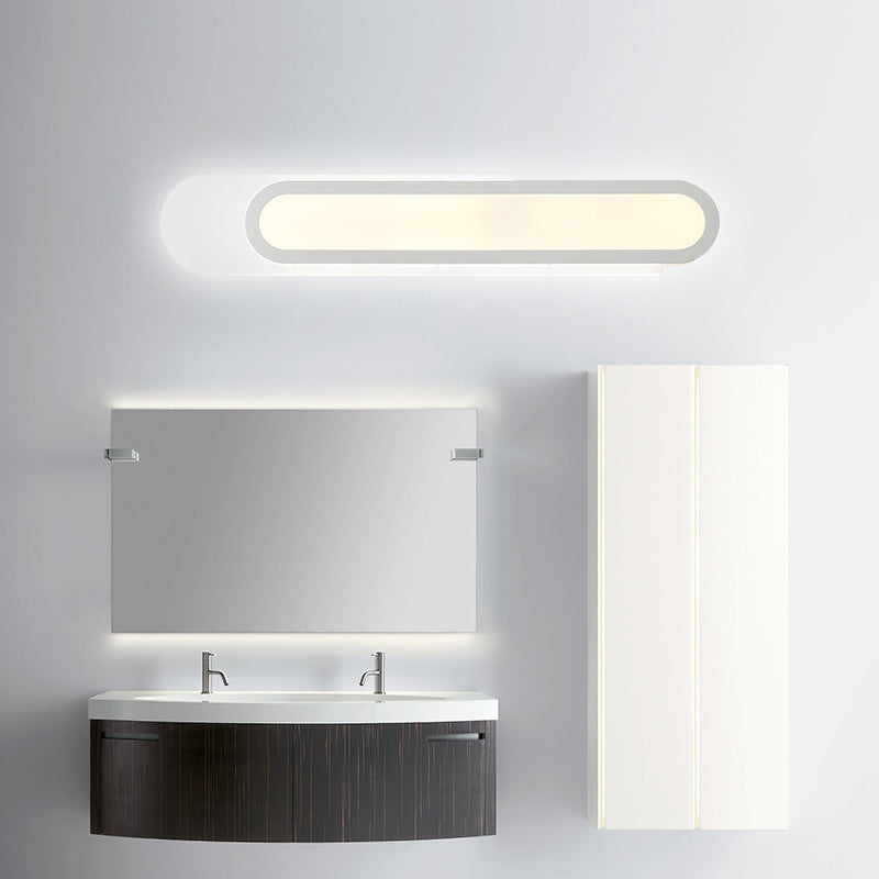 LED Bathroom Mirror Light with Oblong Acrylic Shade White Wall Sconces in Warm/White Light, 12"/18"/20" Wide