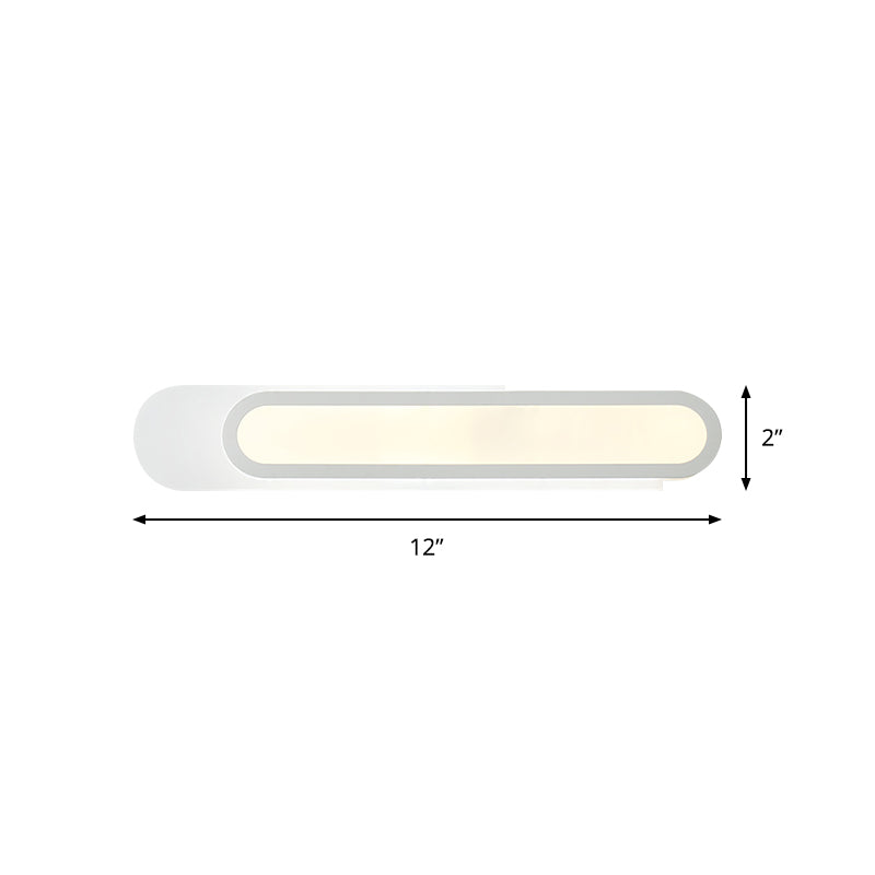LED Bathroom Mirror Light with Oblong Acrylic Shade White Wall Sconces in Warm/White Light, 12"/18"/20" Wide