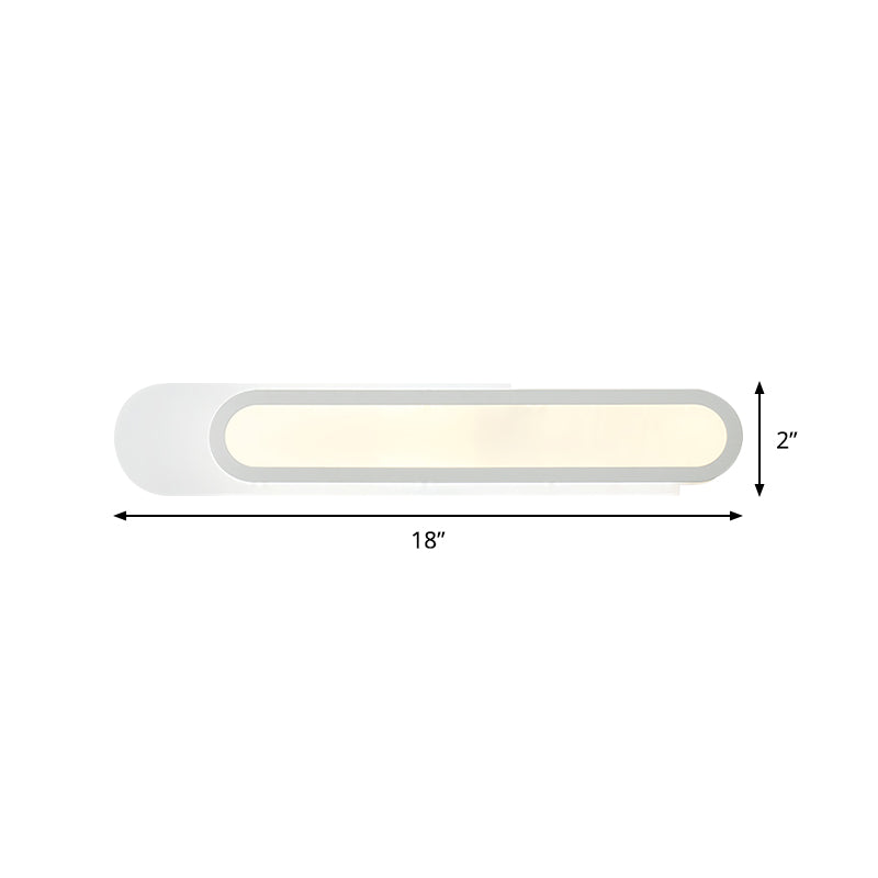 LED Bathroom Mirror Light with Oblong Acrylic Shade White Wall Sconces in Warm/White Light, 12"/18"/20" Wide