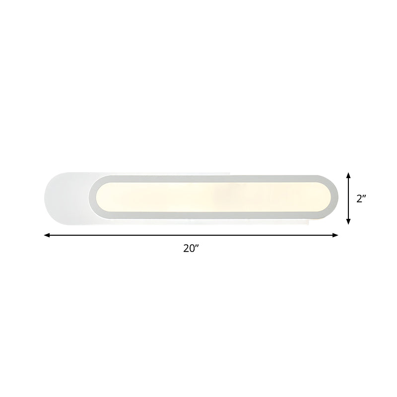 LED Bathroom Mirror Light with Oblong Acrylic Shade White Wall Sconces in Warm/White Light, 12"/18"/20" Wide
