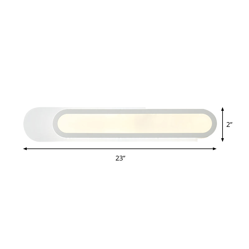 LED Bathroom Mirror Light with Oblong Acrylic Shade White Wall Sconces in Warm/White Light, 12"/18"/20" Wide