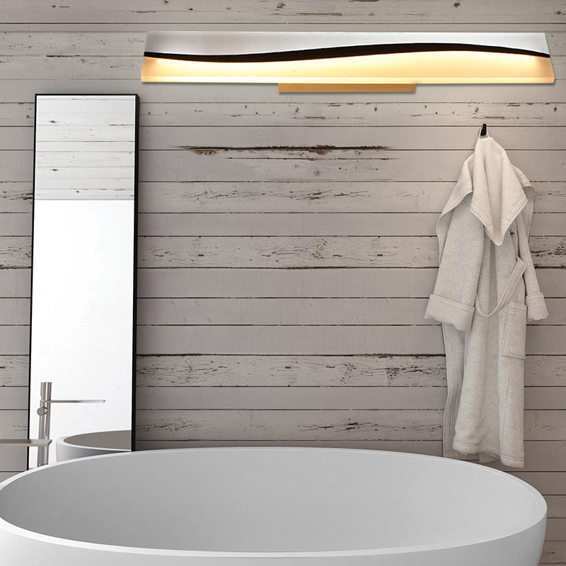 Acrylic Rectangular Makeup Mirror Lamp Simple 16"/19.5"/23" Width LED Bathroom Light over Mirror in Warm/White, Water and Fog Resistant
