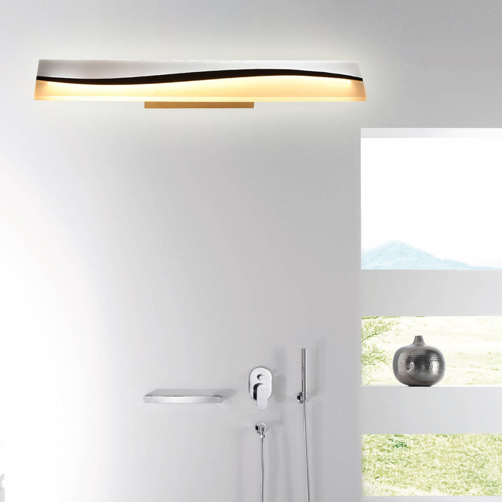 Acrylic Rectangular Makeup Mirror Lamp Simple 16"/19.5"/23" Width LED Bathroom Light over Mirror in Warm/White, Water and Fog Resistant