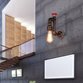Rustic Style Pipe Wall Sconce with Valve Wheel 1 Bulb Wrought Iron Wall Mounted Light in Bronze