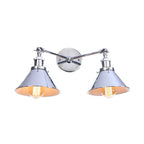 Tapered Umbrella Iron Wall Mount Light Industrial Vintage 2 Heads Farmhouse Wall Mount Light in Black/Brass