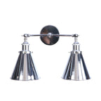 Polished Chrome Conic Wall Mount Fixture Retro Style Iron 2 Lights Dining Room Wall Mount Light