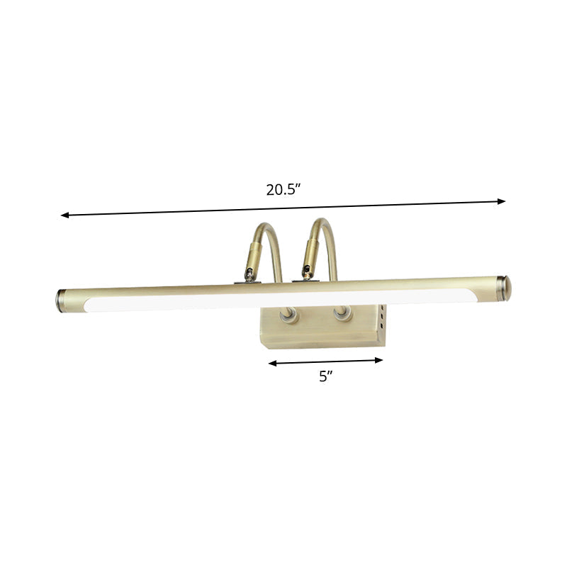 Tube Designer Lighting Modern Metal 16.5"/20.5" W LED Gold Finish Adjustable Wall Lamp with Curved Arm, Warm/White Light