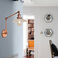 Rustic conical wall lighting 1 bulb clear glass wall light in copper for café