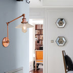 Rustic conical wall lighting 1 bulb clear glass wall light in copper for café
