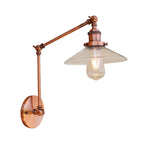 Rustic conical wall lighting 1 bulb clear glass wall light in copper for café
