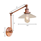 Rustic conical wall lighting 1 bulb clear glass wall light in copper for café