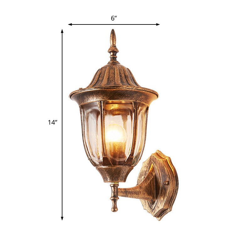 Kerosene Outdoor Wall Lamp Fixture Industrial Clear Glass 1 Light Rust Wall Lamp