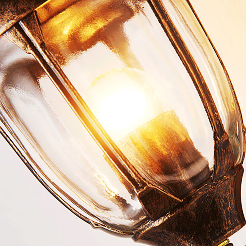 Kerosene Outdoor Wall Lamp Fixture Industrial Clear Glass 1 Light Rust Wall Lamp