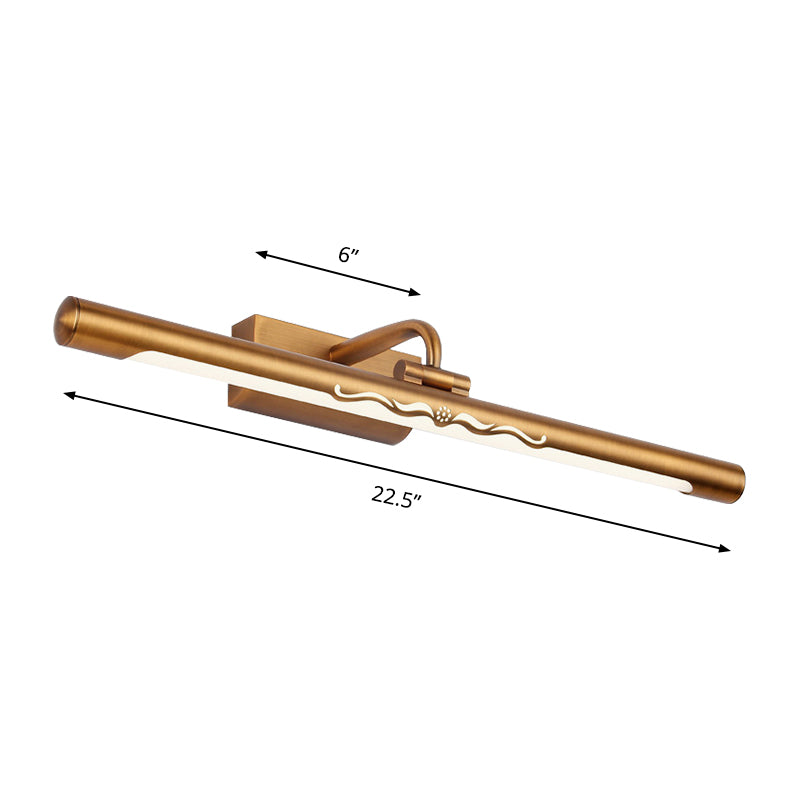 Vintage Linear Wall-Mounted Lighting with Straight Arm Metal 18"/22.5" Wide LED Bedroom Vanity Lighting in Bronze
