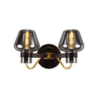 2-Light Wall Lighting with Mushroom Shade Smoke Glass Modern Bedroom Wall Lamp Lighting Fixture