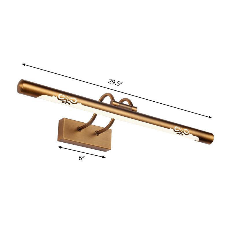 Modernism Pipe Vanity Wall Lamp Metal LED Bathroom Wall Light in Bronze Finish, 18"/29.5" W