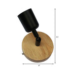 Minimalistic Mini Wall Lamp with Cup Shaped 1 Light Wooden and Metal Wall Lamp in Black