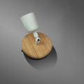 Simple Style Round Back Wall Light 1 Head Wood and Metal Wall Lamp in White for Nightstand