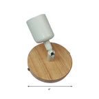 Simple Style Round Back Wall Light 1 Head Wood and Metal Wall Lamp in White for Nightstand
