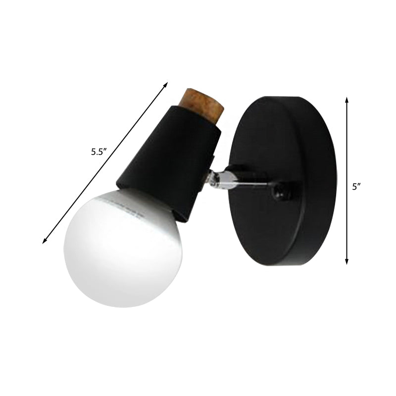 Metal cup-shaped wall lamp with bare bulb industrial 1-light bathroom wall lamp in black