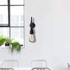 Open Bulb Dining Room Wall Lamp Vintage Style Metal 1 Head Black Wall Lamp Sconces with On/Off Switch