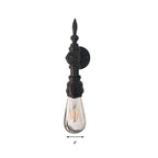 Open Bulb Dining Room Wall Lamp Vintage Style Metal 1 Head Black Wall Lamp Sconces with On/Off Switch
