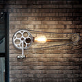 Iron Gear Bicycle Wall Lamp Stock 1 Light Restaurant Wall Mounted Lamp in Bronze with Pipe Arm
