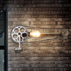 Iron Gear Bicycle Wall Lamp Stock 1 Light Restaurant Wall Mounted Lamp in Bronze with Pipe Arm
