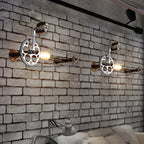 Iron Gear Bicycle Wall Lamp Stock 1 Light Restaurant Wall Mounted Lamp in Bronze with Pipe Arm