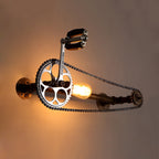 Iron Gear Bicycle Wall Lamp Stock 1 Light Restaurant Wall Mounted Lamp in Bronze with Pipe Arm
