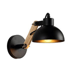 Nordic Splicing Rotatable Wall Lamp 1-Light Metal Wall Lamp Lighting with Bowl Shade in Black/White-Wood