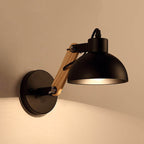 Nordic Splicing Rotatable Wall Lamp 1-Light Metal Wall Lamp Lighting with Bowl Shade in Black/White-Wood