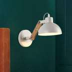 Nordic Splicing Rotatable Wall Lamp 1-Light Metal Wall Lamp Lighting with Bowl Shade in Black/White-Wood
