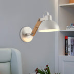 Nordic Splicing Rotatable Wall Lamp 1-Light Metal Wall Lamp Lighting with Bowl Shade in Black/White-Wood