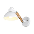 Nordic Splicing Rotatable Wall Lamp 1-Light Metal Wall Lamp Lighting with Bowl Shade in Black/White-Wood