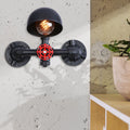 Steampunk Dome Wall Lamp Fixture with Valve Wheel 1 Head Metallic Wall Light in Black for Living Room